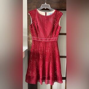 Antonio Melani Red Sleeveless Eyelet Dress